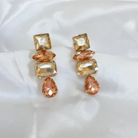 RAYA Peach & Gold Rhinestone Embellished Earrings