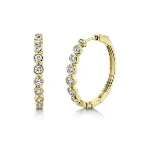 0.89ctw Diamond Bezel Hoop Earring