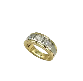 10k Yellow and White Gold Band with Bezeled Diamonds