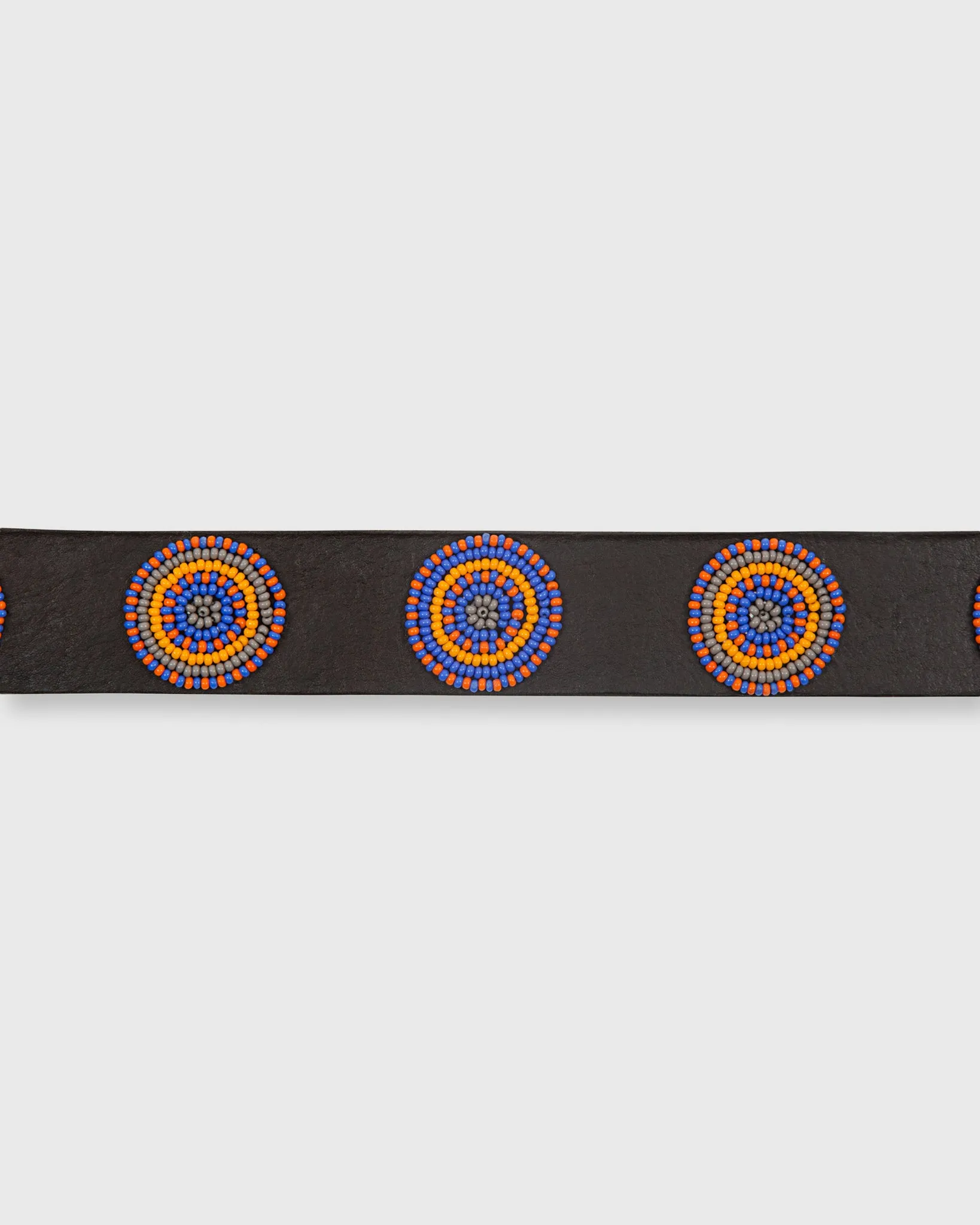 1.25" African Beaded Belt in Blue/Orange Disc