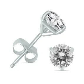 1/4 Carat Tw Ags Certified Martini Set Round Diamond Solitaire Earrings In 14K White Gold (I-J Color, I1-I2 Clarity)