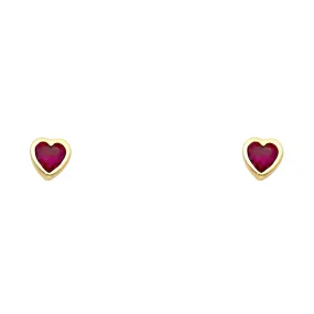 14K Gold Birthstone Heart Cut CZ Stud Earrings (5mm)