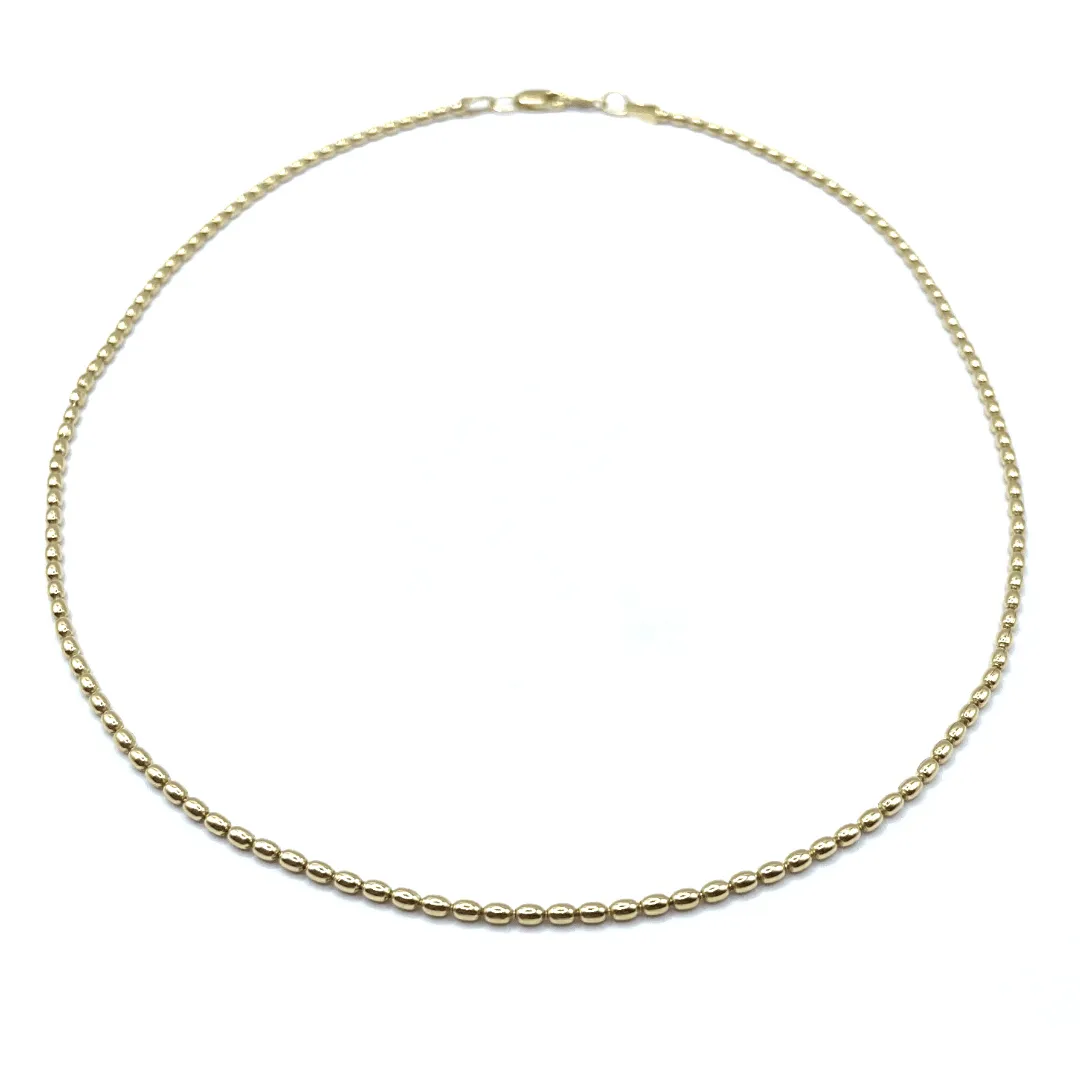 14k Gold Filled 15" Oval Pattern Necklace - Waterproof!