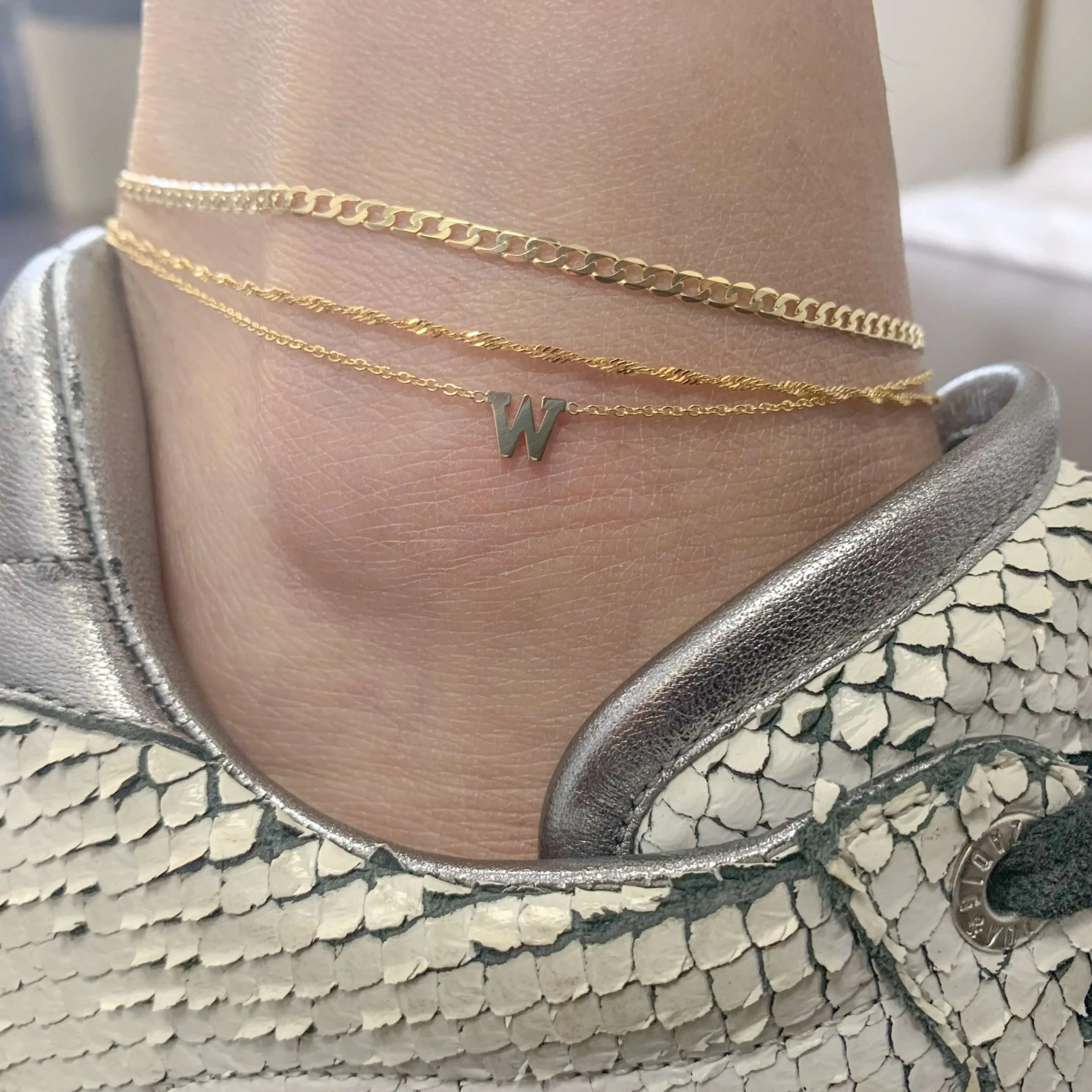 14K Gold Initial Anklet