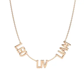 14k Three Name Bubble Necklace