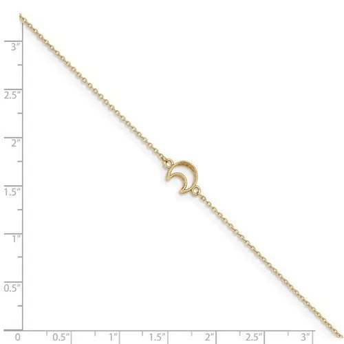 14K YELLOW GOLD TEXTURED & POLISHED MOON ANKLET