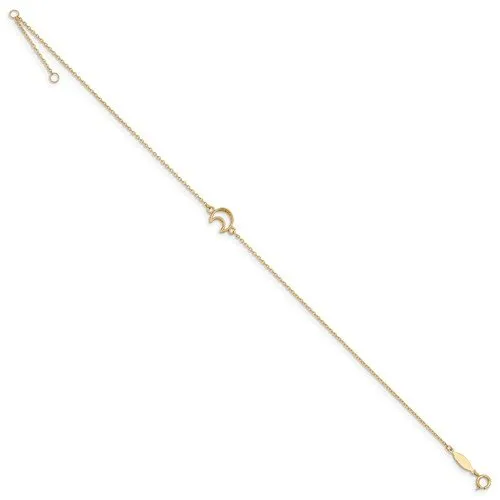 14K YELLOW GOLD TEXTURED & POLISHED MOON ANKLET