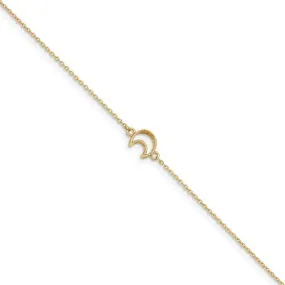 14K YELLOW GOLD TEXTURED & POLISHED MOON ANKLET