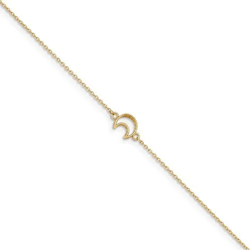 14K YELLOW GOLD TEXTURED & POLISHED MOON ANKLET