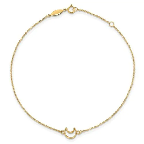 14K YELLOW GOLD TEXTURED & POLISHED MOON ANKLET