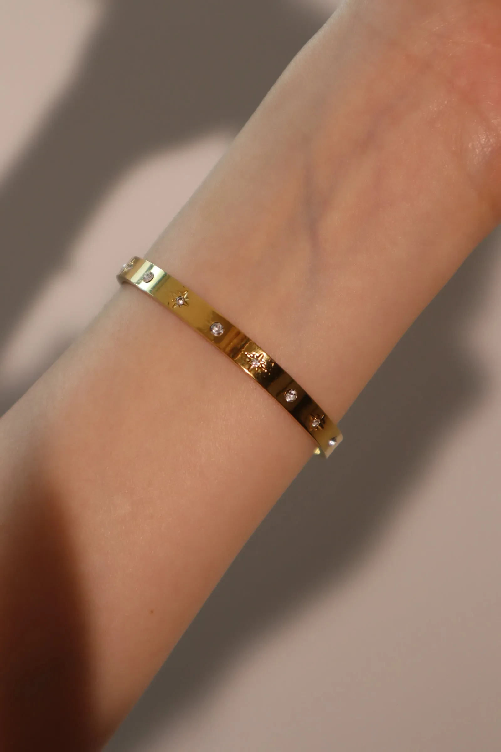 18K Gold Stainless Steel Diamond Star Bracelet