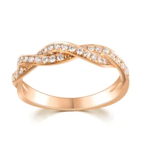 18K Rose Gold Diamond Interweave Ring