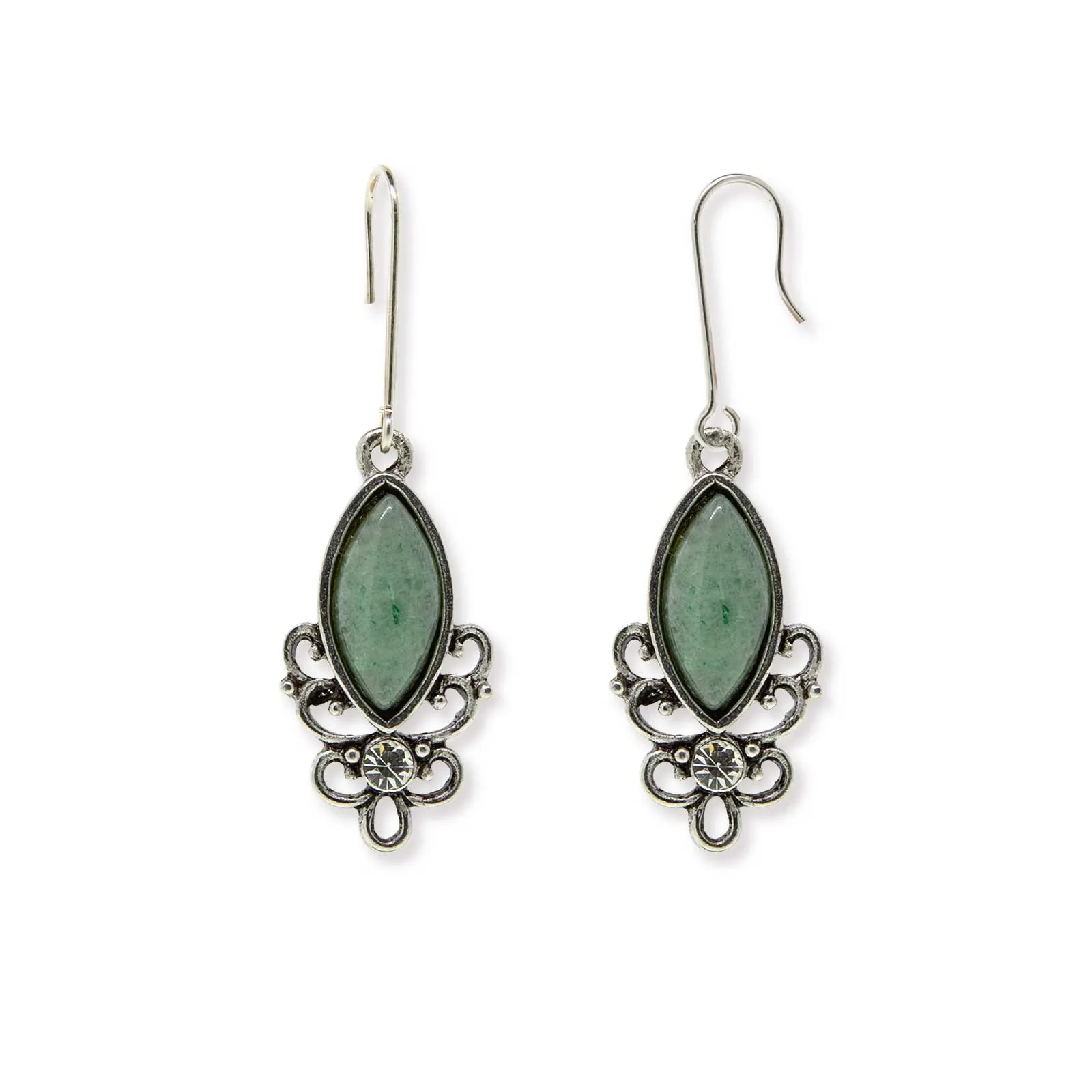 1928 Jewelry Classic Filigree Navette Gemstone Earrings