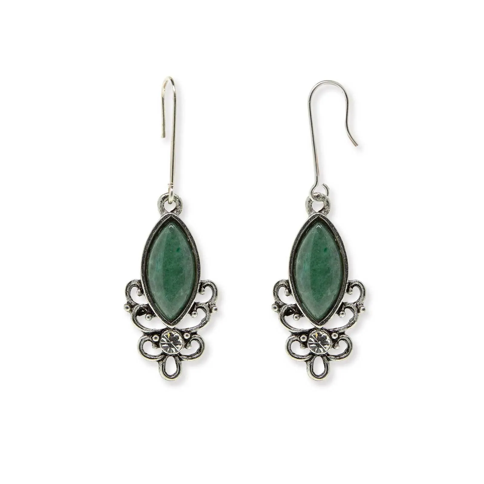 1928 Jewelry Classic Filigree Navette Gemstone Earrings