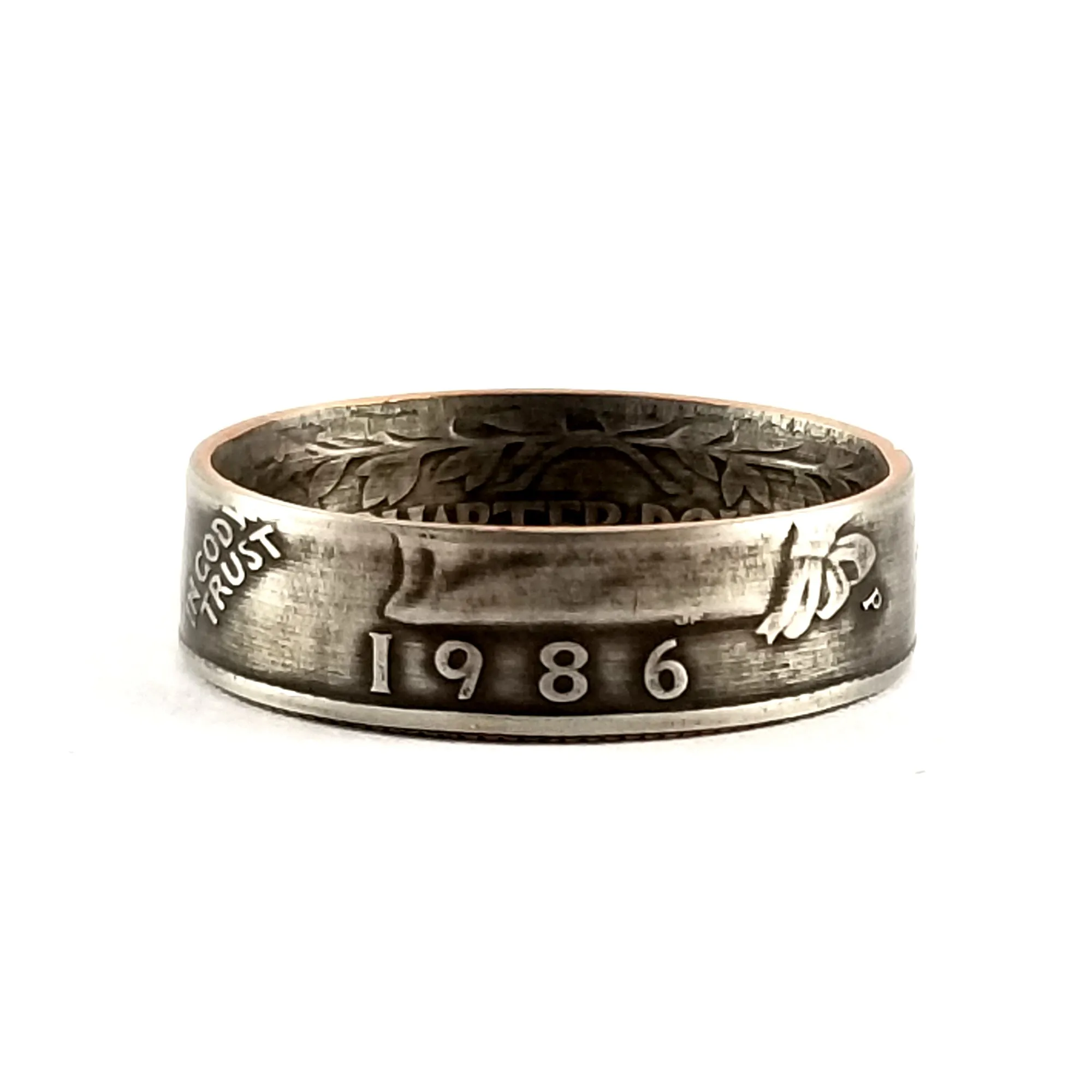 Vintage 1986 Washington Quarter Coin Ring - Unique Handmade Jewelry Gift for Collectors