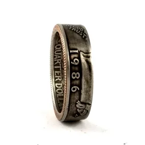 Vintage 1986 Washington Quarter Coin Ring - Unique Handmade Jewelry Gift for Collectors