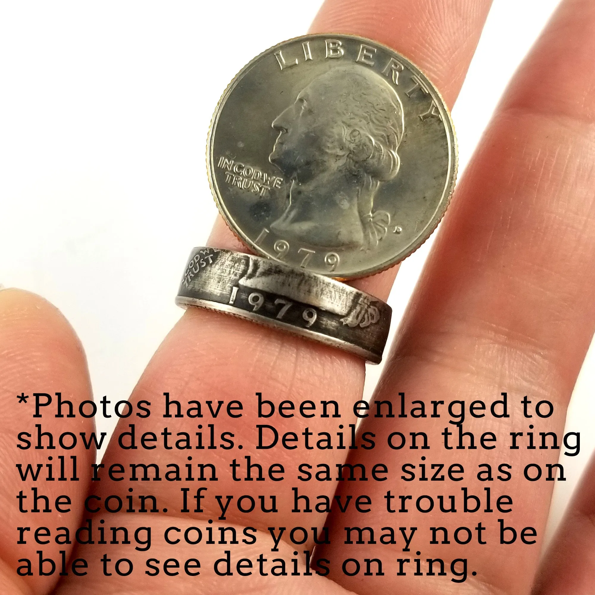 Vintage 1986 Washington Quarter Coin Ring - Unique Handmade Jewelry Gift for Collectors