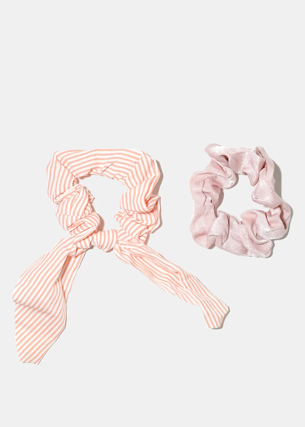 2-Piece Striped Bow Scrunchies