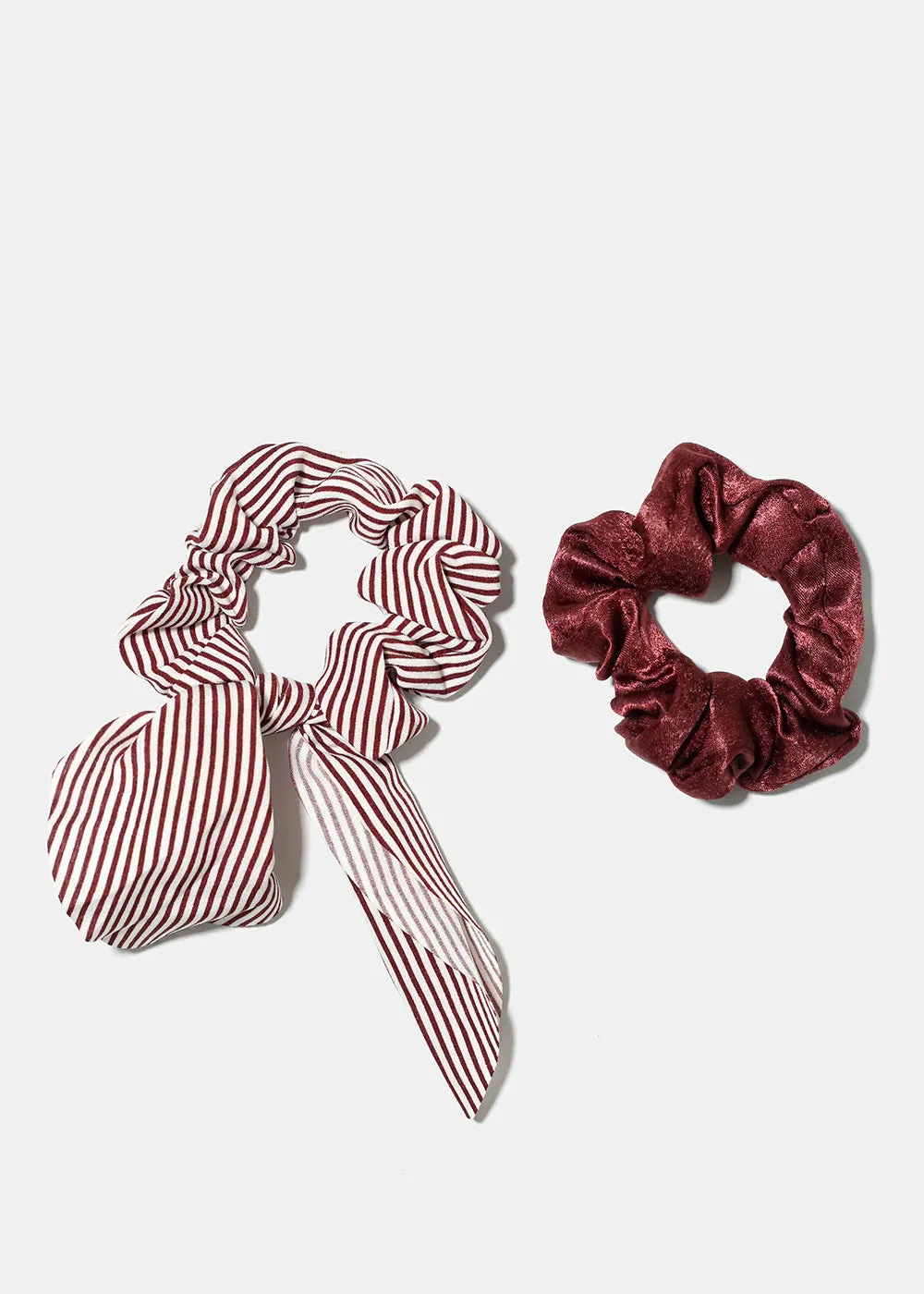 2-Piece Striped Bow Scrunchies