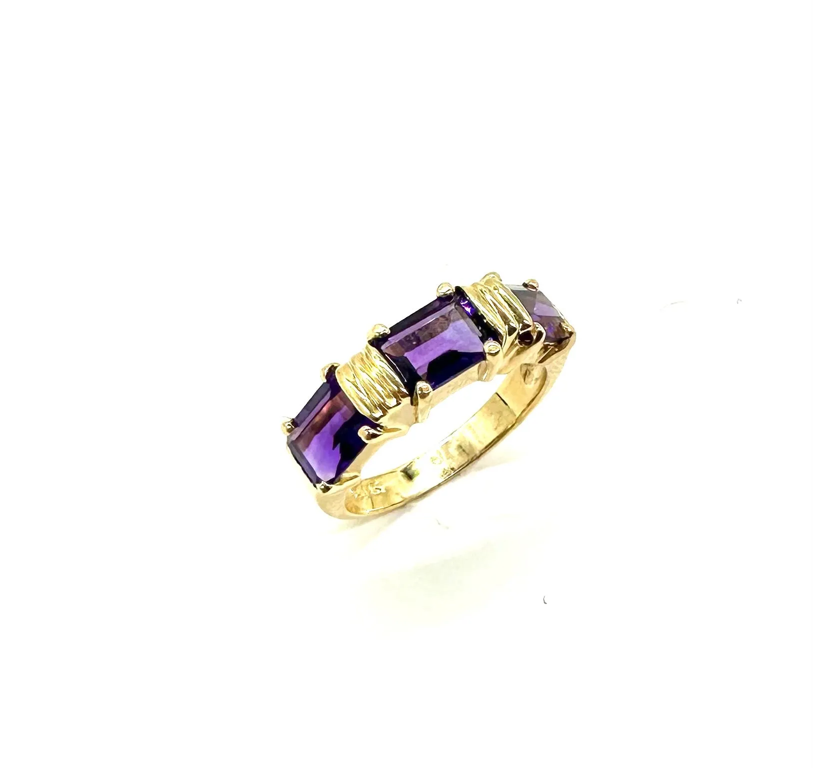 3 In-Line Amethyst Bar Ring