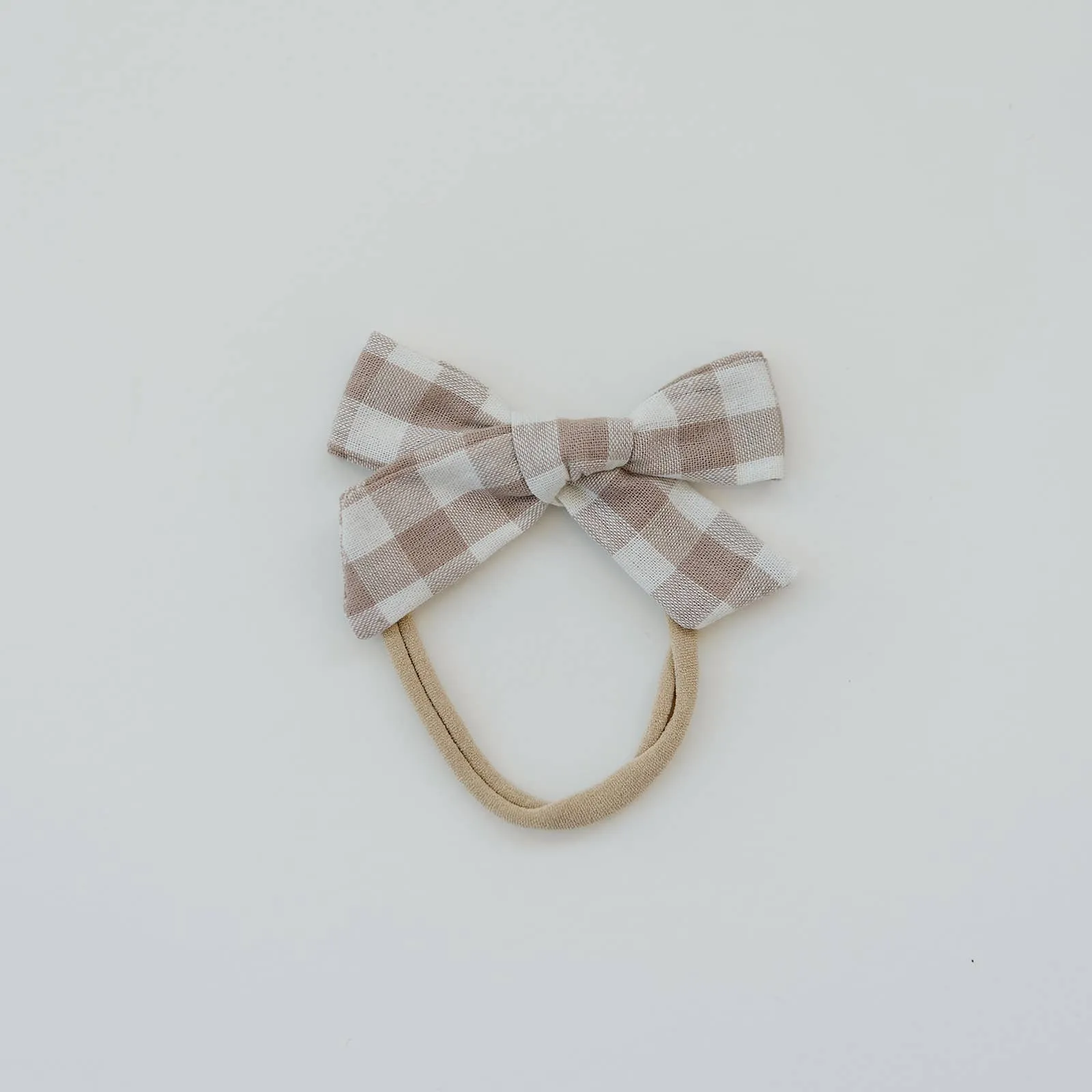 3.5" Skinny Neutral Gingham Cotton Hair Bow