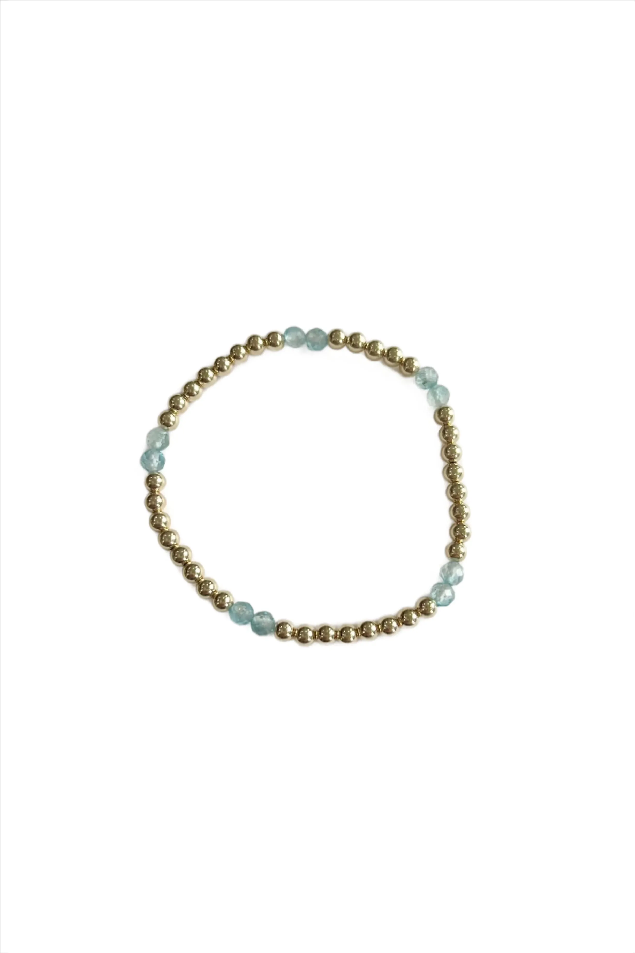 4mm Blue Topaz/Gold Beaded Bracelet