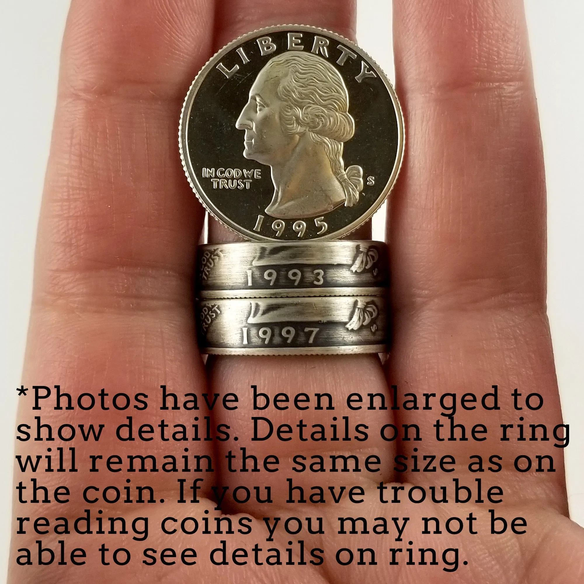 90% Silver 1997 Washington Quarter Ring