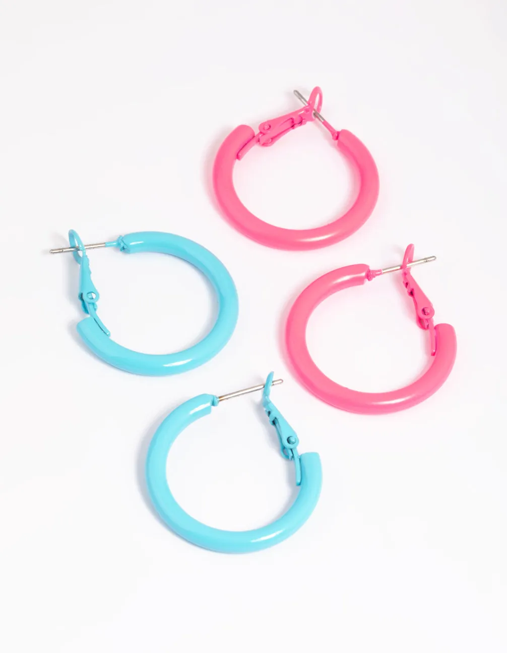 90s Matte Blue Hoop Earring Set