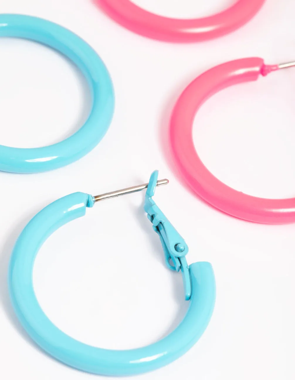 90s Matte Blue Hoop Earring Set