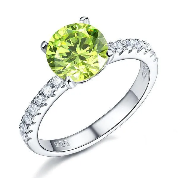 925 Sterling Silver Bridal Wedding Promise Engagement Ring 2 Carat Green Jewelry MXFR8214