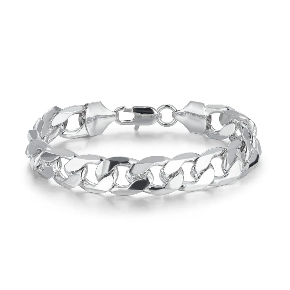 9mm Silver Filled Bonded Cuban Curb Bracelet 8 Inches