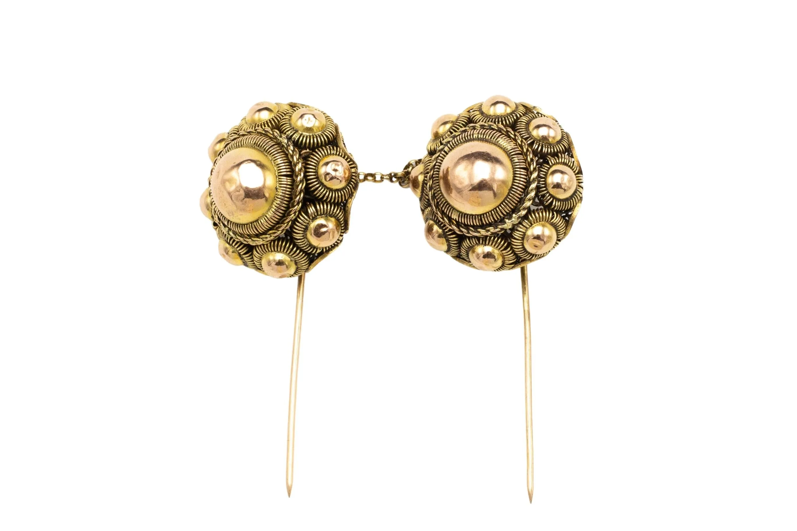 A large pair of antique Dutch gold buttons