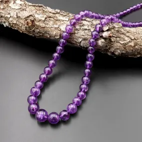 AAA Quality Natural Purple Amethyst Smooth Round Bead Necklace, 20-Inch Long Finished Strand