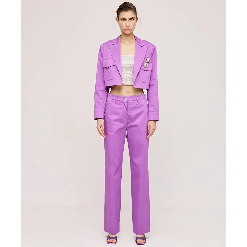 Access Fashion Violet Cropped Blazer Gabardine