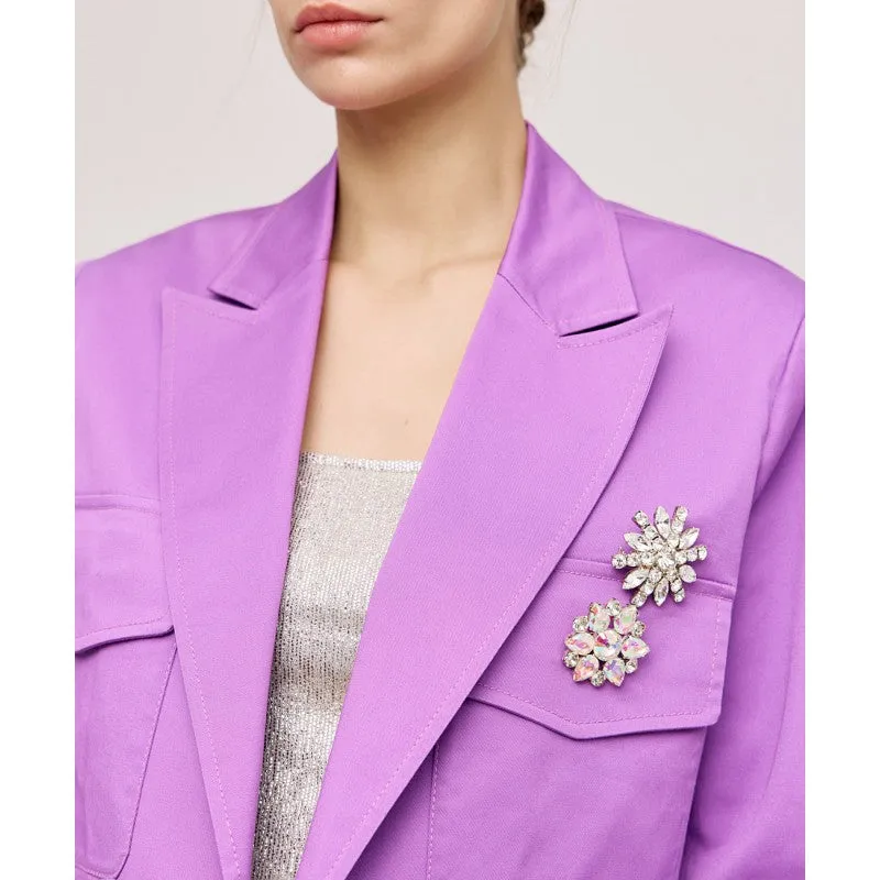 Access Fashion Violet Cropped Blazer Gabardine