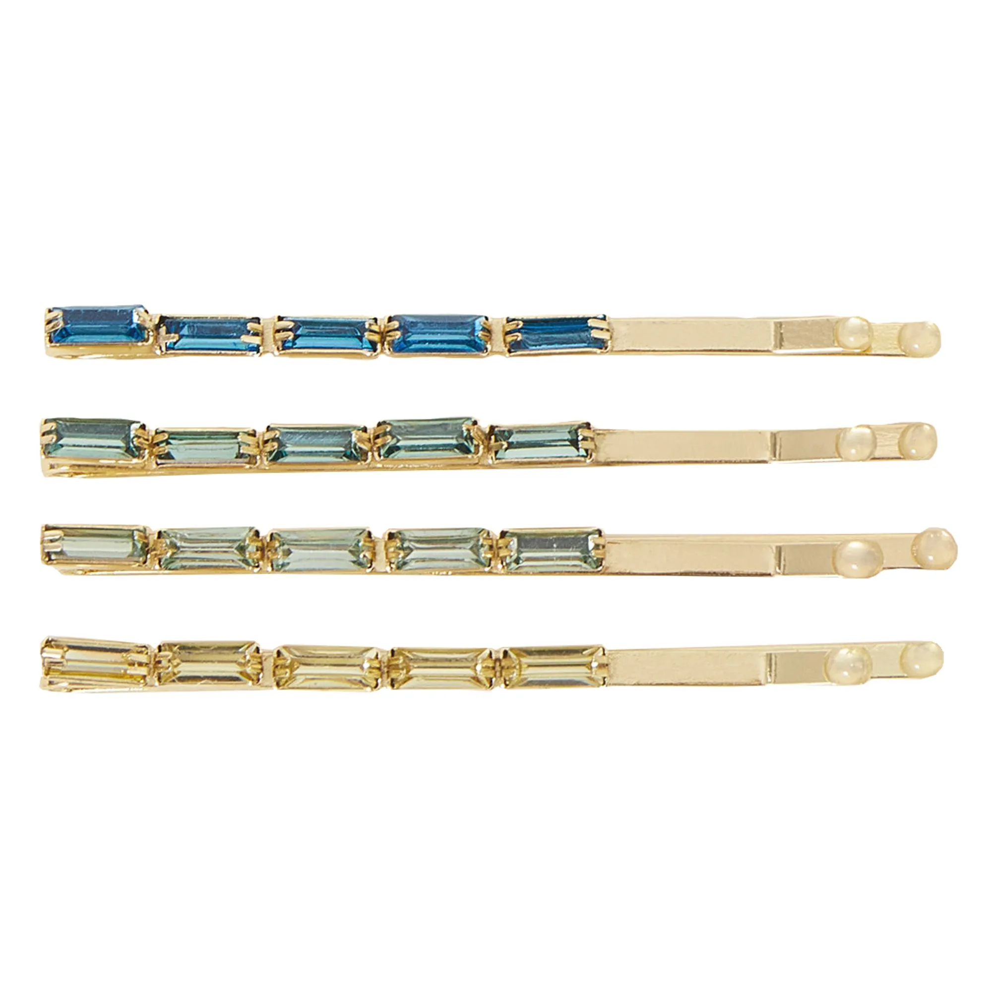 Accessorize London Baguette Stone Hair Slides 4 Pack