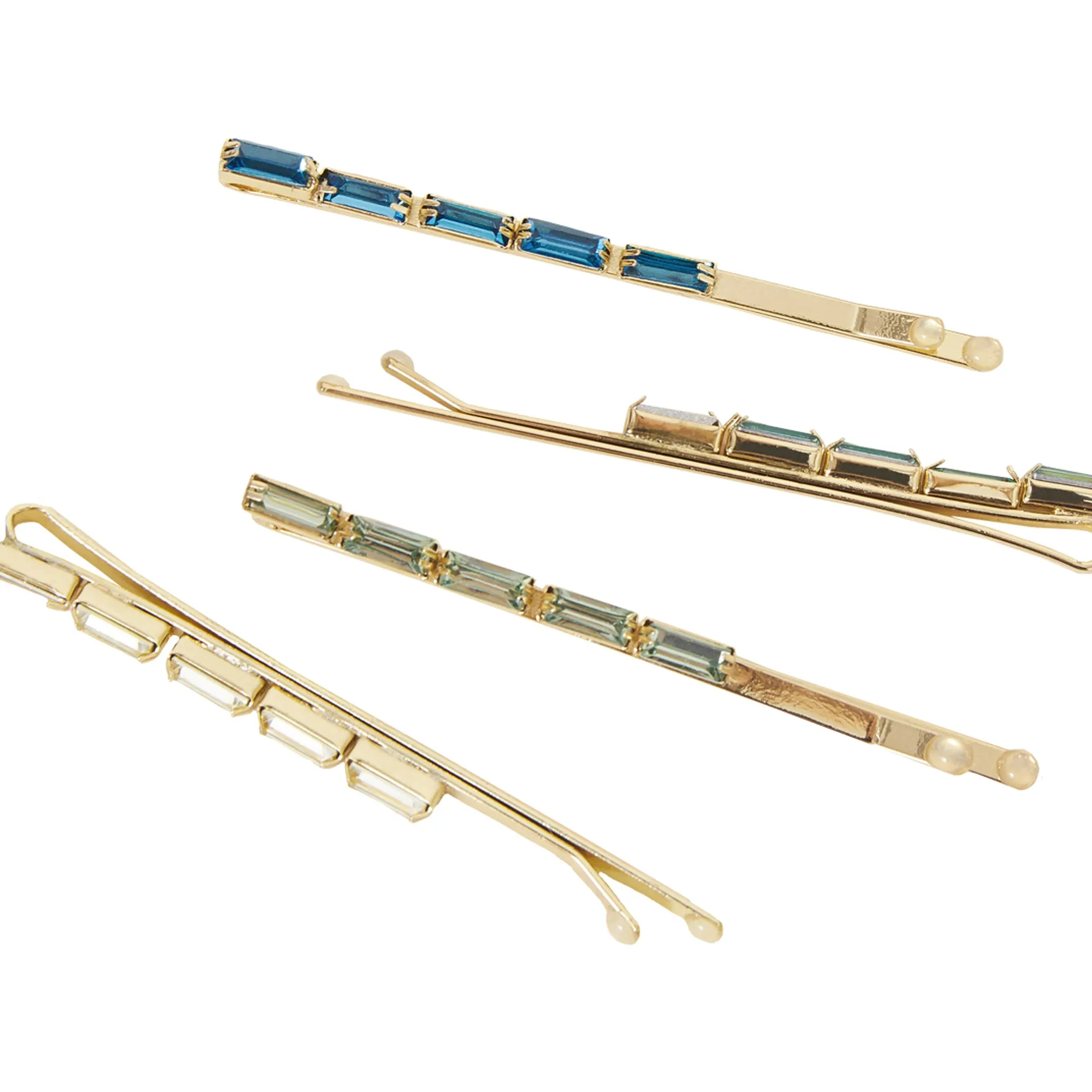 Accessorize London Baguette Stone Hair Slides 4 Pack