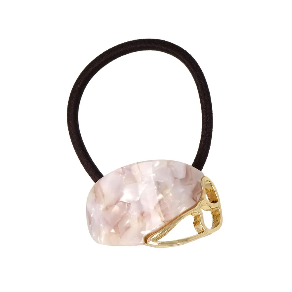 Acetate Marble Oval Ponytail Holder