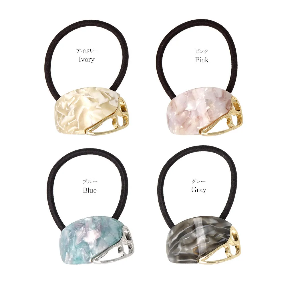 Acetate Marble Oval Ponytail Holder