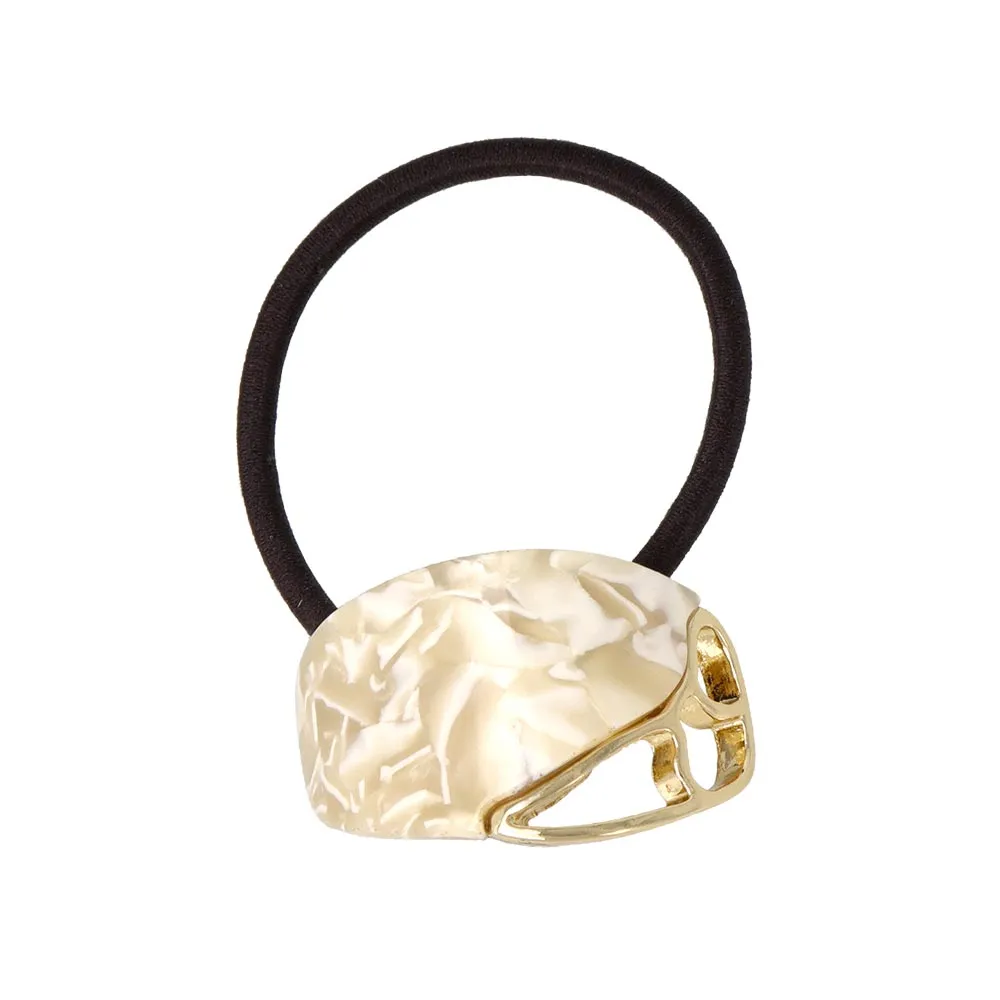 Acetate Marble Oval Ponytail Holder