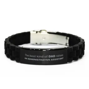 Administrative Assistant Dad Gifts, The best kind of DAD, Father's Day Appreciation Birthday Black Glidelock Clasp Bracelet for Administrative Assistant, Dad, Father from Son Daughter