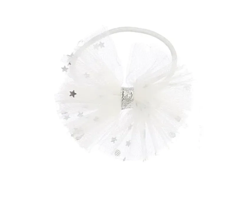 Adorable Star Layered Tulle Elastic Hair Tie- White