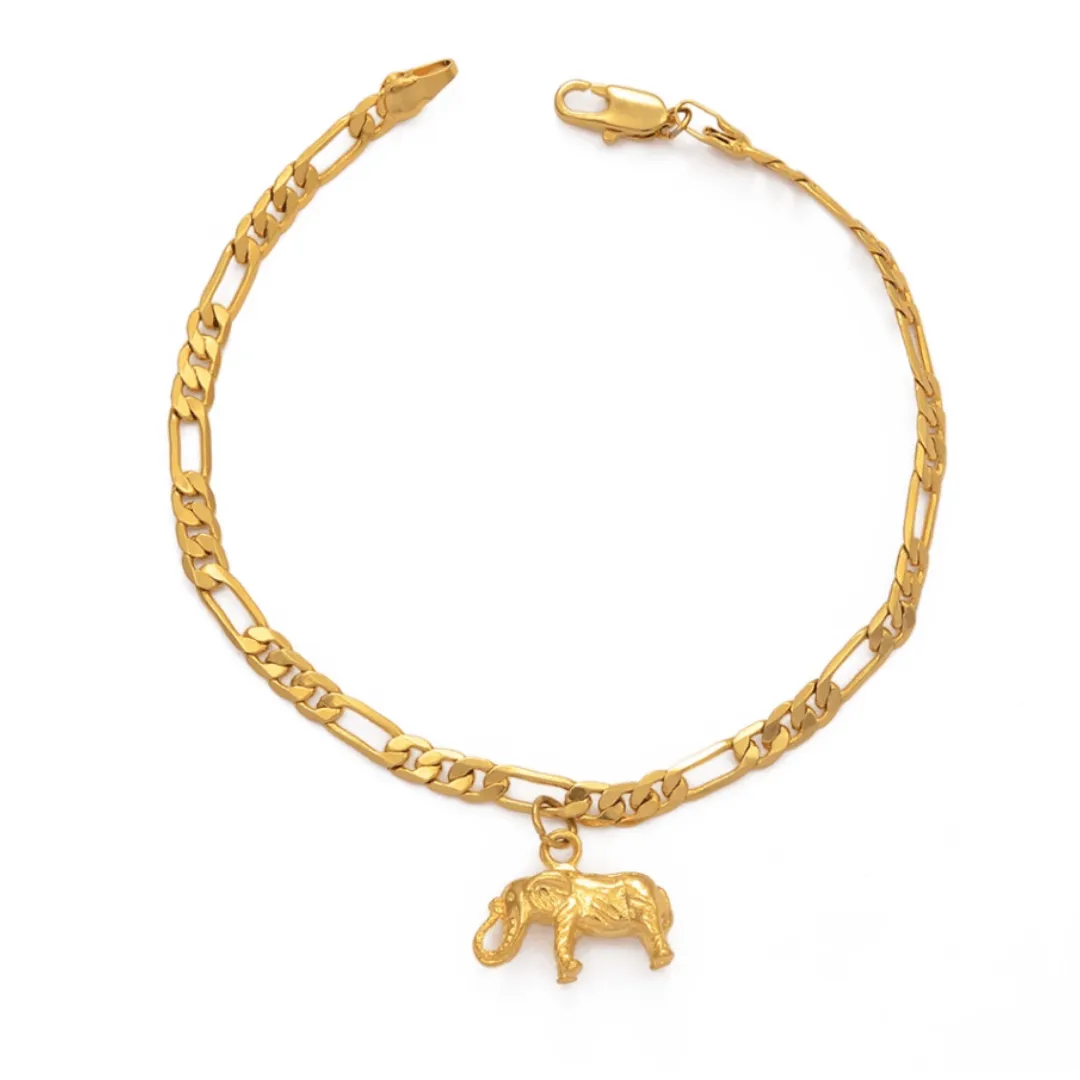 African Elephant Anklet - Gold Plated