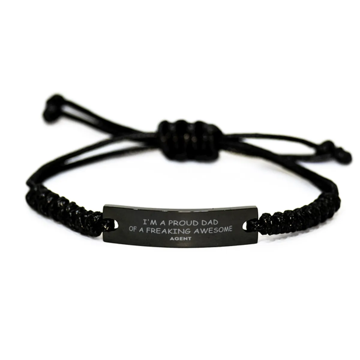 Agent Gifts. Proud Dad of a freaking Awesome Agent. Black Rope Bracelet for Agent. Great Gift for Him. Fathers Day Gift. Unique Dad Jewelry