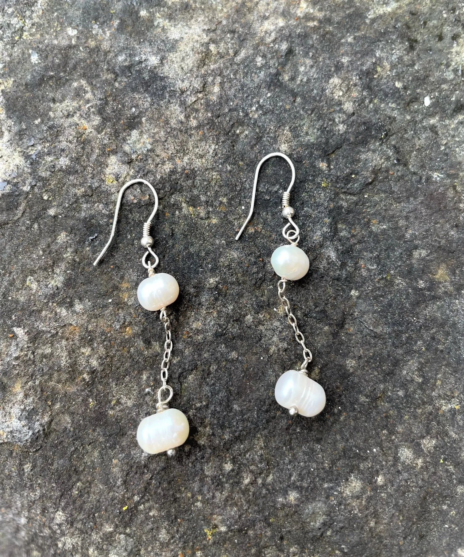 Alice Rose Jewellery - Drop 2 Pearl Earrings