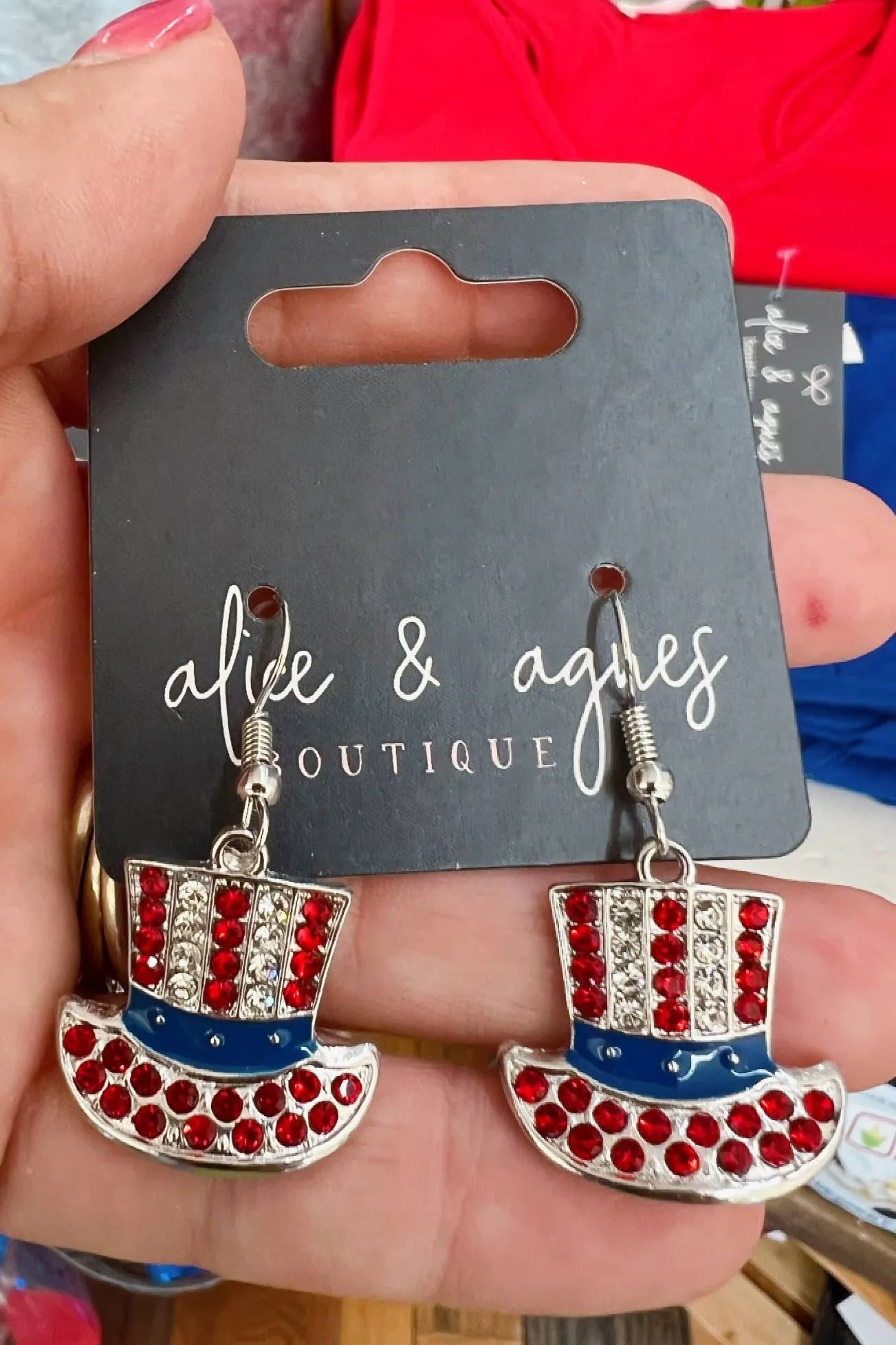 American Flag Drop Earring