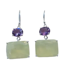 Amethyst Prehnite Drop Earrings