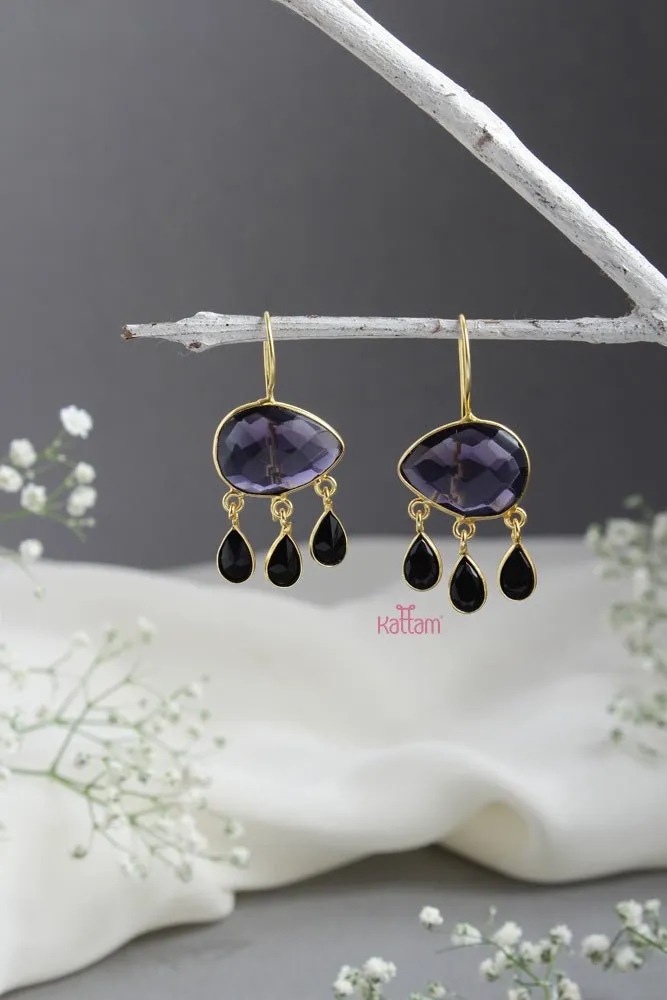 Amethyst Stone Drop Hook Earring