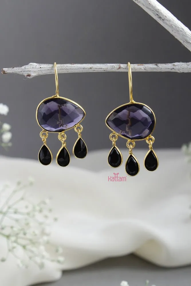 Amethyst Stone Drop Hook Earring