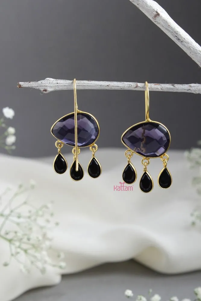 Amethyst Stone Drop Hook Earring